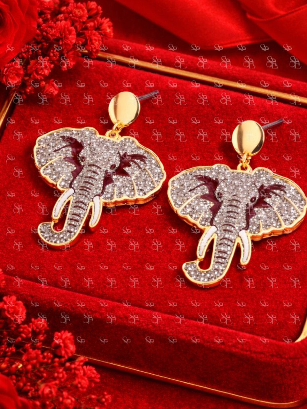 Glitter Elephant Statement Earrings